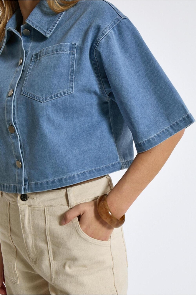 EVINA CROPPED SHIRT MI6597 001 LIGHT DENIM